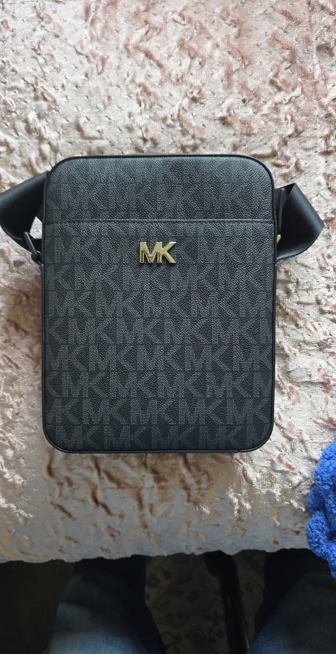 Michael Kors Black MK Monogram Crossbody Messenger Bag